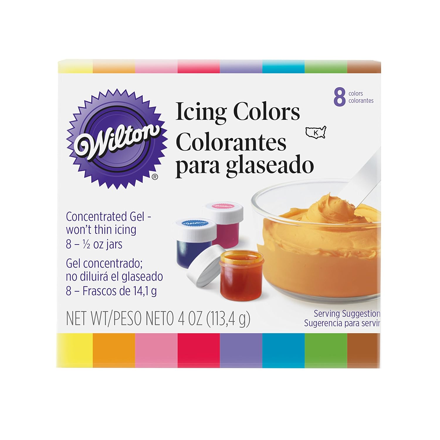 Wilton Colores de glaseado (8 unidades) y marcadores de tinta comestible Black Food Writer (2 unidades)
